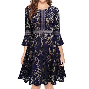 Midnight Blue Lace Cocktail Dress